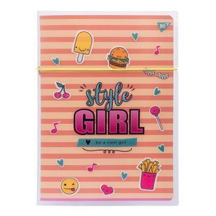 Тетрадь А4/48 кл. в пластиковой папке с рисунком "STYLE GIRL ORANGE" YES