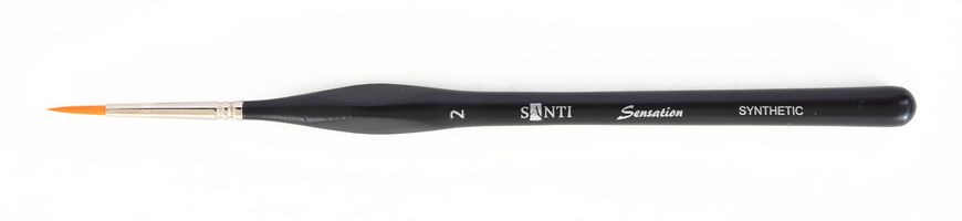 Кисть худож. синтетика "Santi Sensation", короткая ручка с изгибом, круглая, №2.