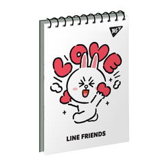 Зошит для записів YES А7/80 од.спіраль Line Friends. Lovey