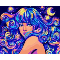 Картина по номерам SANTI Космическая девушка 40*50 см неоновые краски