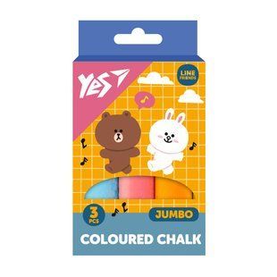 Крейда кольорова Yes Line Friends 3 шт JUMBO