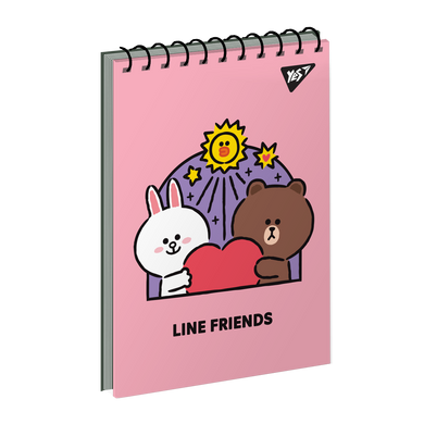Зошит для записів YES А7/80 од.спіраль Line Friends. Lovey
