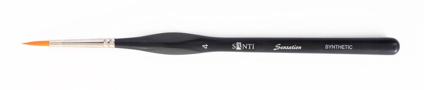 Кисть худож. синтетика "Santi Sensation", короткая ручка с изгибом, круглая, №4.