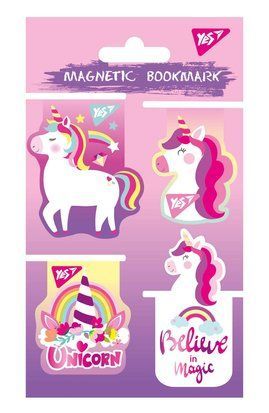 Закладки магнитные YES "Unicorn", высечка и глиттер, 4шт