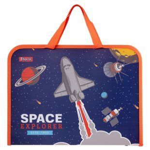 Папка-портфель 1Вересня на блискавці з тканинними ручками "Space"