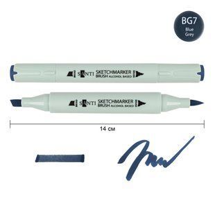 Маркер спиртовой SANTI Brush SA-BG7 сине-серый 7