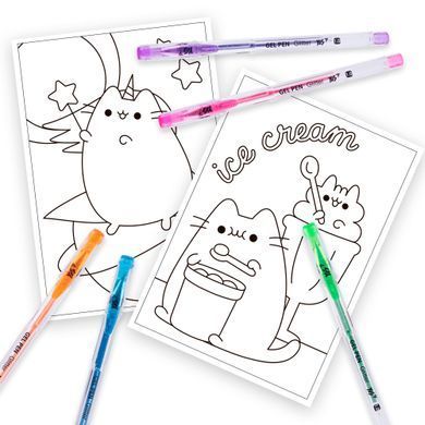 Раскраска А4 Yes Pusheen с гелевыми ручками с глиттером