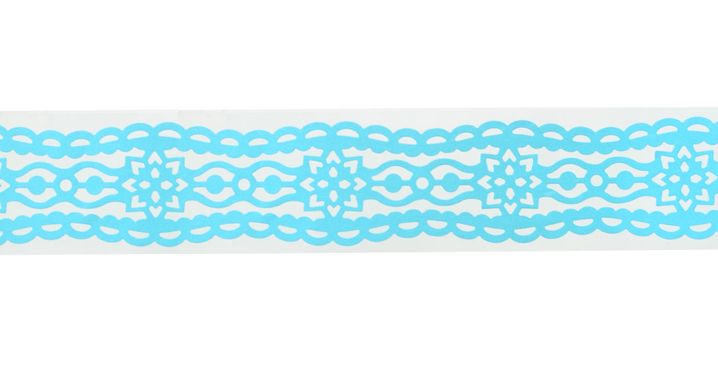 Стрічка фігурна самоклеюча паперова, "Мереживо", блакитна, 1.5 м