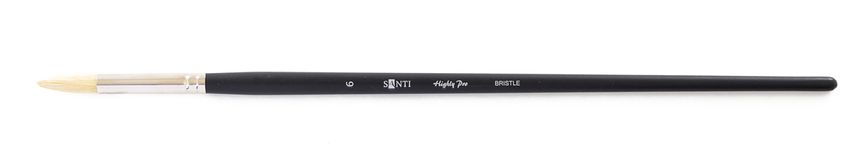 Кисть худож. щетина "Santi Highly Pro", длинная ручка, круглая, №6.