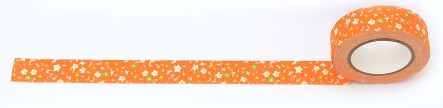 Стрічка текстильна самоклеюча "Помаранчеві квіти", 1,5 см * 5м