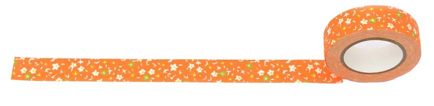 Лента текстильная самоклеющаяся "Оранжевые цветы", 1,5см*5м