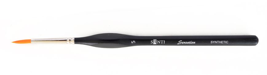 Пензель худож. синтетика "Santi Sensation", коротка ручка з вигином, круглий, №5.
