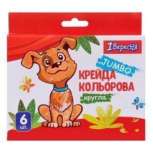 Крейда кольорова 1Вересня 6 шт. JUMBO "Zoo Land"