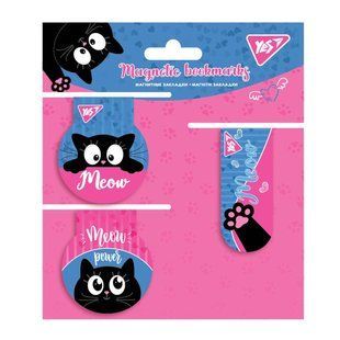 Закладки магнитные YES "Meow", 3 шт.
