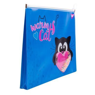 Папка-конверт YES на блискавцi A4 "Meow", з бабл