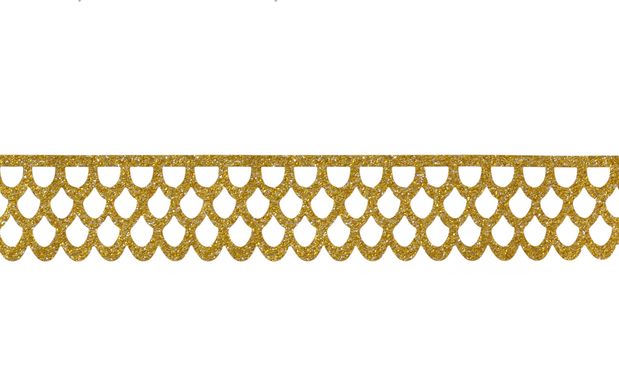 Лента фигурная самоклеящаяся блестящая, "Перышко", золотая, 1.5 м