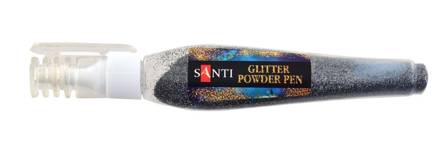 Ручка Santi с рассыпным глиттером, черный, 10г.