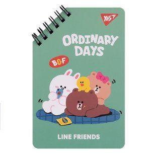 Блокнот YES 95х145 мм, 60 л., дв. cпираль Line Friends