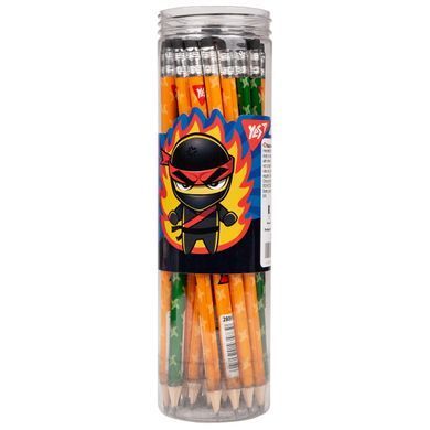 Олівець чорнографітний Yes Ninja круглий з гумкою