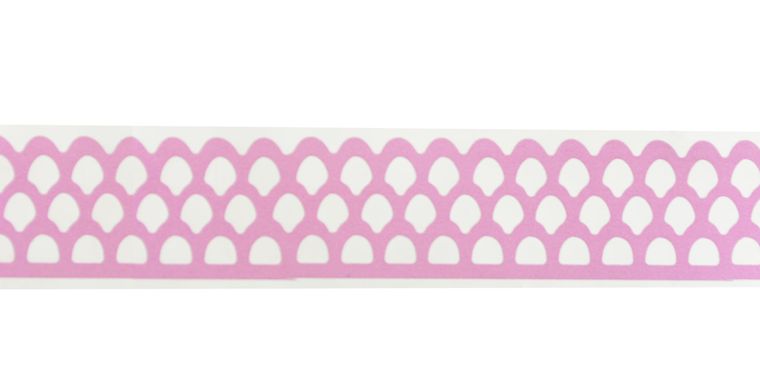 Лента фигурная самоклеящаяся бумажная, "Перышко", розовая, 1.5 м
