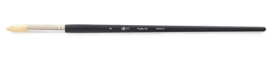 Кисть худож. щетина "Santi Highly Pro", длинная ручка, круглая, №8.