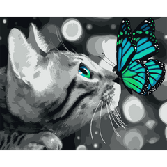 Картина за номерами "Котик з метеликом", 40*50 см., SANTI