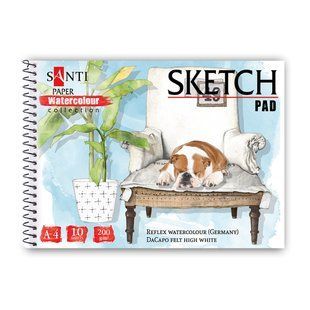 Альбом для акварели SANTI "Animals", А4, "Paper Watercolour Collection", 10 л, 200г/м2