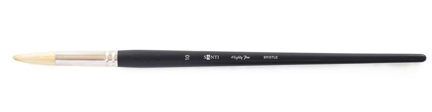 Кисть худож. щетина "Santi Highly Pro", длинная ручка, круглая, №10.
