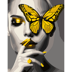Картина за номерами SANTI Дівчина з золотим метеликом 40*50 см метал. фарби