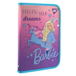 Папка факультативная YES пласт. на молнии FC "Barbie"
