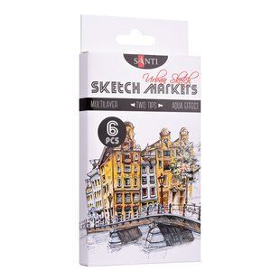 Набор маркеров "SANTI sketch" "Urban Sketch", 6 шт./уп.