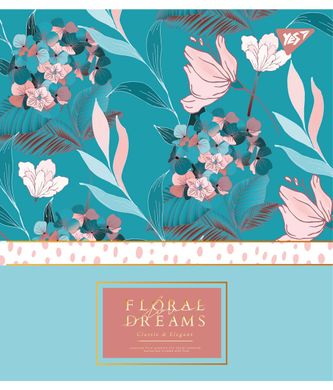 Тетрадь для записей А5/48 кл. YES "Floral dreams" фольга золото+софт-тач+УФ-выб.