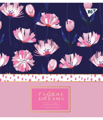 Тетрадь для записей А5/48 кл. YES "Floral dreams" фольга золото+софт-тач+УФ-выб.