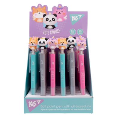 Ручка шариковая YES "Cute animals" автоматическая 0,7 мм, синяя