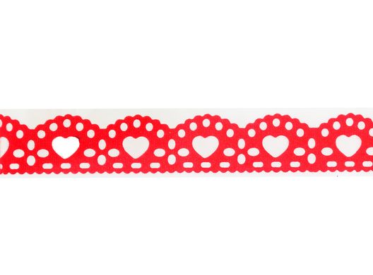 Лента фигурная самоклеящаяся "Сердце", бархатная, красная, 1.5 м