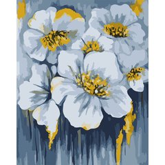 Картина за номерами SANTI Блакитні квіти у золоті 40*50 см метал. фарби