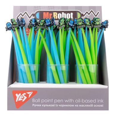 Ручка масляна YES «Mr.Robot» силікон, 0,7 мм, синя
