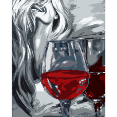 Картина по номерам с алмазной мозаикой SANTI Девушка и вино 40*50 см