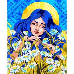 Картина по номерам SANTI Украинка с ромашками 40*50 см ©pollypop92