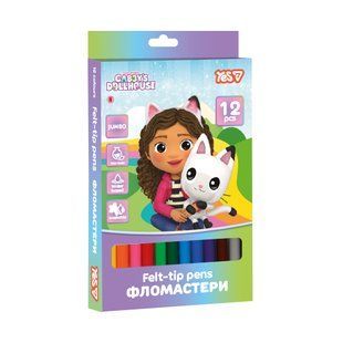 Фломастери Yes Gabby Dollhouse superwashable 12 кольорів