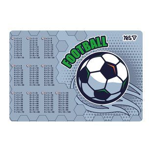 Подложка для стола пластиковая Yes Football таблица умножения 42*29 см