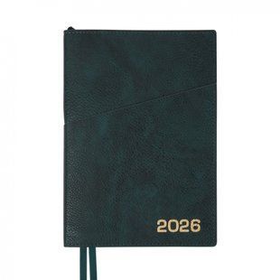 Щоденник А5 Leo Planner датований 2026 "Credo", інтегральний, смарагдовий, 368 сторінок