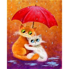 Алмазная мозаика SANTI "Котята под зонтом", 30*40см