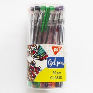 Ручка гелева YES Classic 15 кольорів, 30 штук