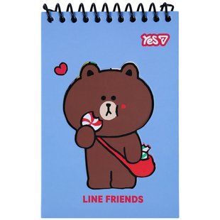 Блокнот Yes Line Friends Choco 100x150 з фігурною висічкою 60 аркушів клітинка