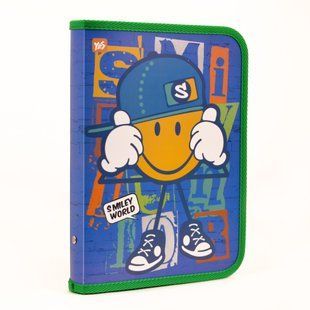 Папка для зошитів пласт. на блискавці B5 "Smiley World"(blue)