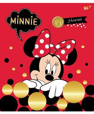 А5 / 12 лін. YES глиттер + фольга золото + софт-тач Minnie Mouse gold, зошит