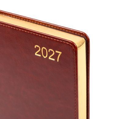 Щоденник діловий Leo Planner City A5 датований 2027 твердий коричневий 368 сторінок