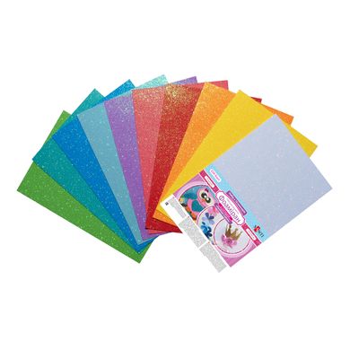 Набор Фоамиран ЭВА с глиттером "Fashion colors" , 10 цветов, А4, толщина 1,7 мм.