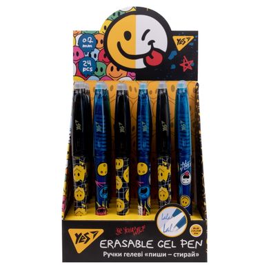 Ручка гелевая YES пиши-стирай Melt Smile 0,7 мм синяя